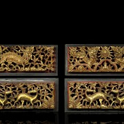 A Indonesian carved wood panels, 20th century