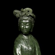 Green jade ‘Guanyin’ figurine, 20th century