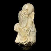 Carved stone figure ‘Old man with peach’, 20th century