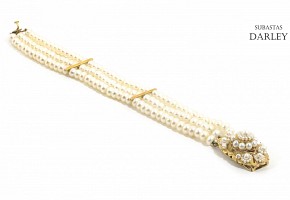 Pulsera de perlas en oro amarillo 18 k