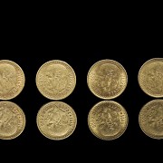 Cuatro monedas mexicanas de oro de 