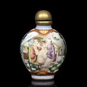 Botella de rapé de porcelana esmaltada, con marca Qianlong