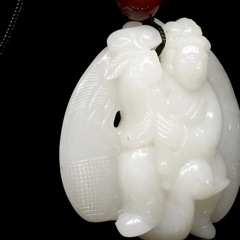 White jade immortal pendant, Ming dynasty, Wanli