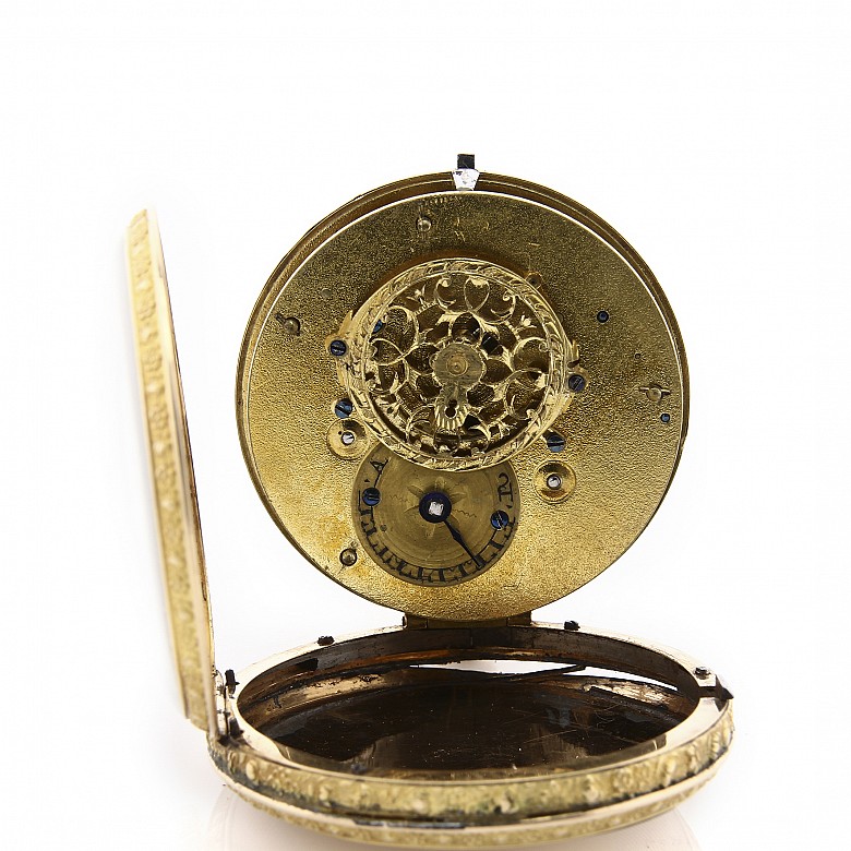 Pocket watch, 18k yellow gold plated, 19th c.