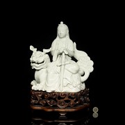 Porcelain figurine ‘Manjushri on foo dog’, Qing Dynasty