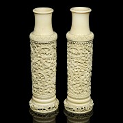 Pair of ivory vases, China, early 20th century