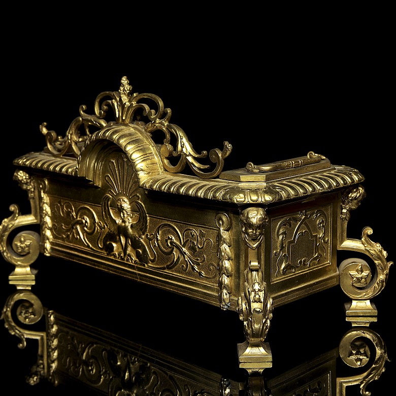 Large Italian gilt metal writing desk, early 20th century - 10