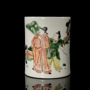 Glazed ceramic brush container ‘Characters’, Qing dynasty