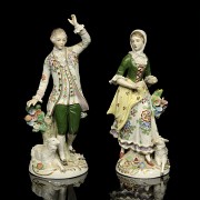 Pareja de porcelana alemana, Sitzendorf, S.XIX