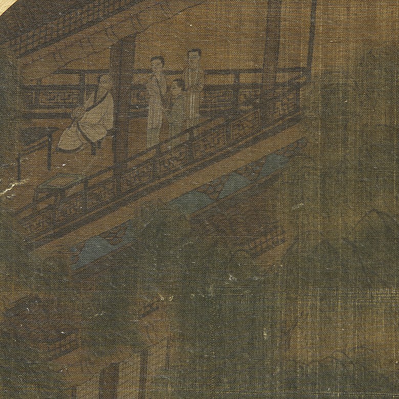 Chinese silk painting ‘Ancient Landscape with Characters’, Song dynasty