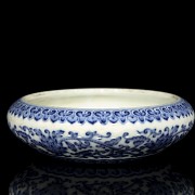 Tintero de porcelana, azul y blanco, S.XX