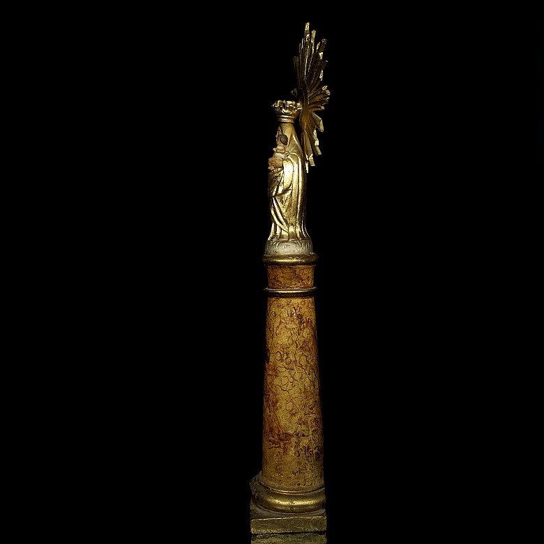 Virgen del pilar en madera policromada, S.XIX