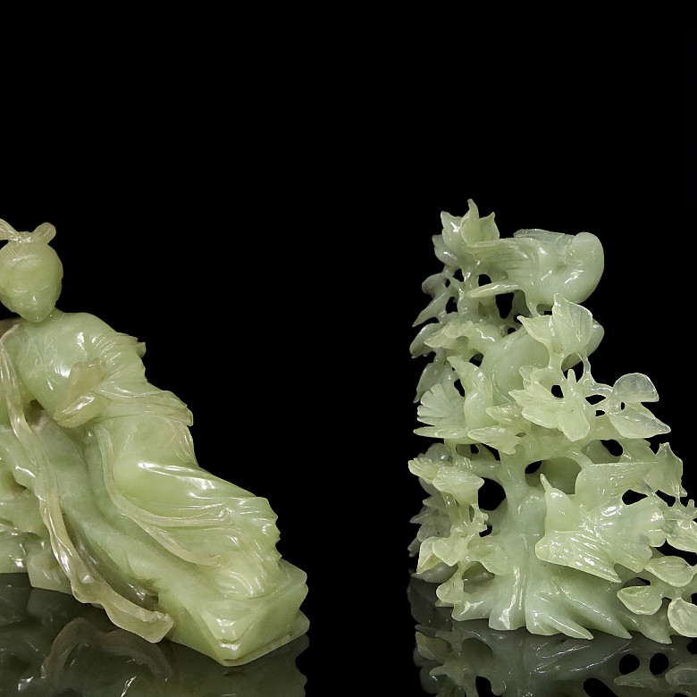 Two carved jade figurines, 20th century