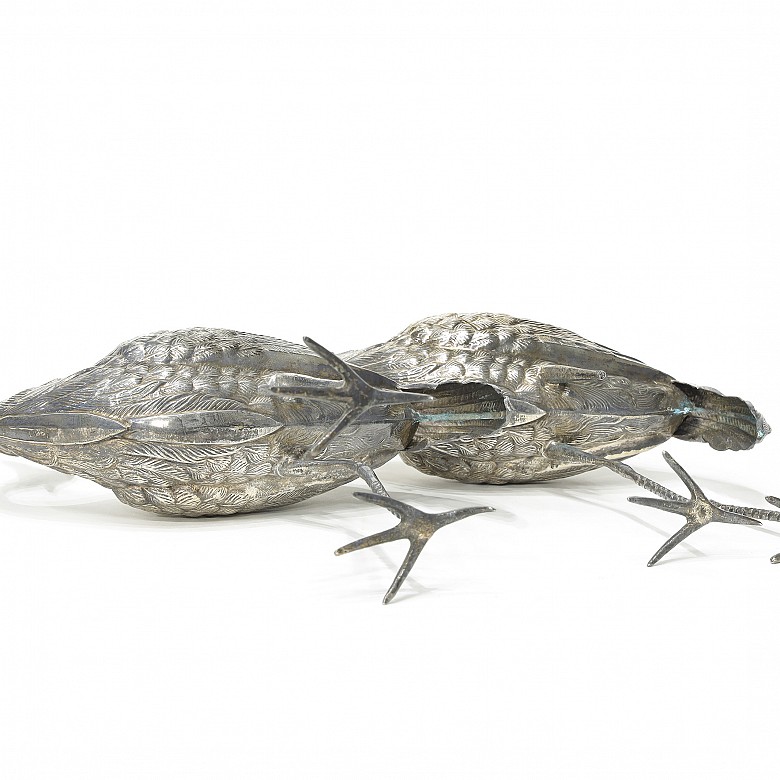 Pareja de garzas de plata española, s.XX