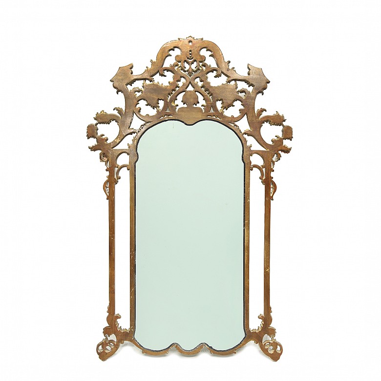 Large gilded wooden mirror, Louis XVI style