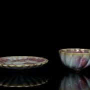 Junyao ceramic bowl and plate, 20th century