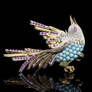 Gold ‘Bird’ brooch with diamonds and stones