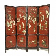 Inlaid lacquered wood folding screen, Qing dynasty