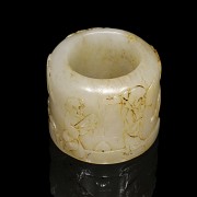 Anillo de arquero en jade blanco, dinastía Ming