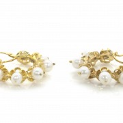 Pendientes en oro amarillo 18 k y perlas