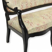 Ebonised armchair with Art Nouveau style upholstery, 20th century - 5