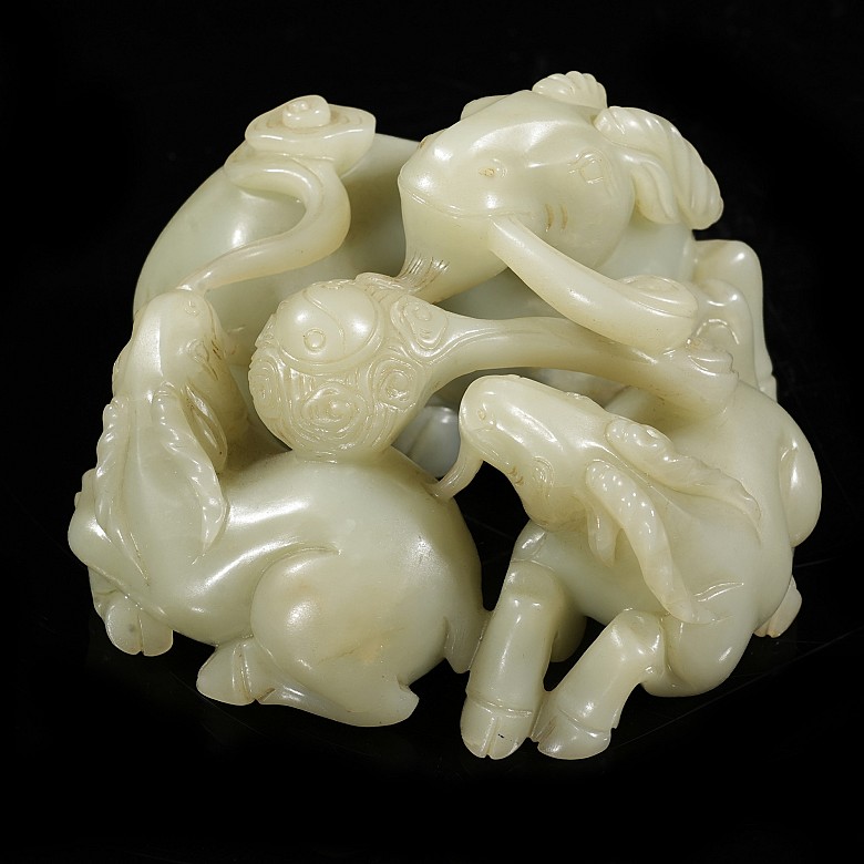 Jade figurine ‘Three Rams’, Qing dynasty