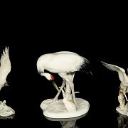 Three porcelain figurines “Birds”, 20th century