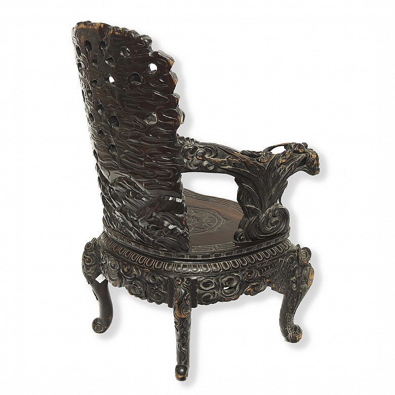 Chinese carved wooden armchair, 20th century