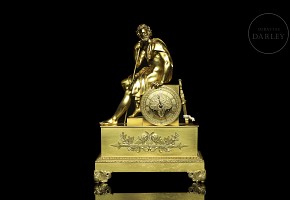 Empire gilt table clock, France, 19th century