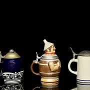 Three German ceramic beer steins, 20th century