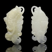 Two white jade fish plaques, 20th century