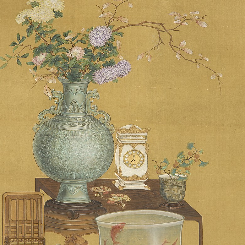 Chinese silk painting ‘Still Lifes’, Qing dynasty