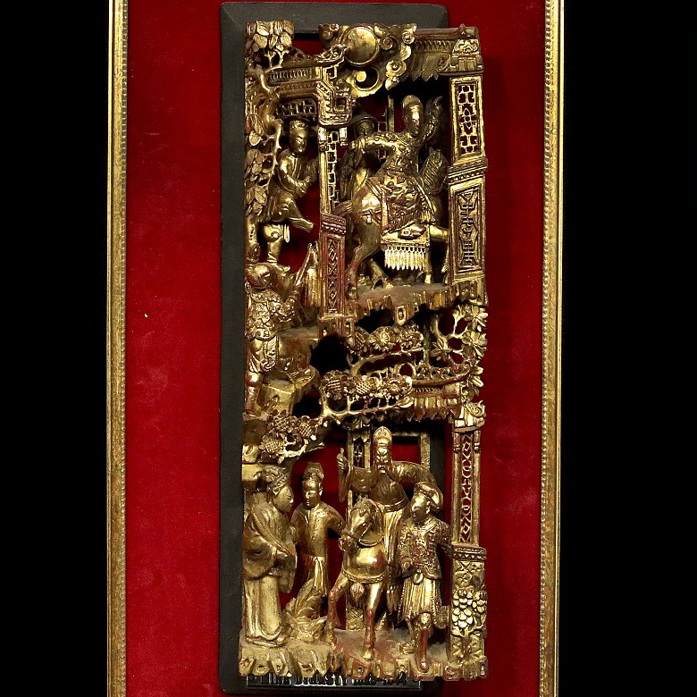 Carved wood panel, China, late 19th century