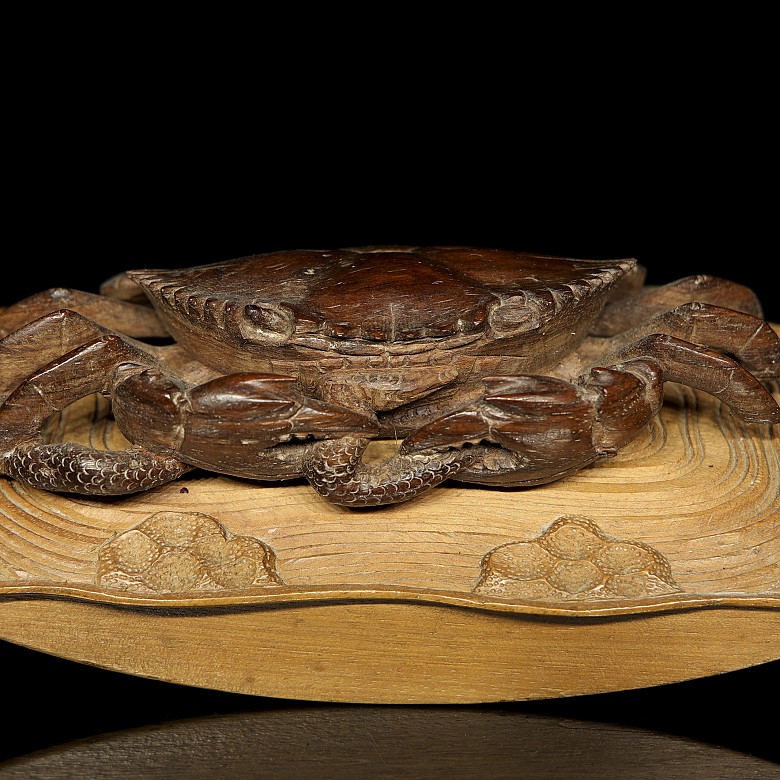 Carved wooden ink blotter ‘Crab’, 20th century