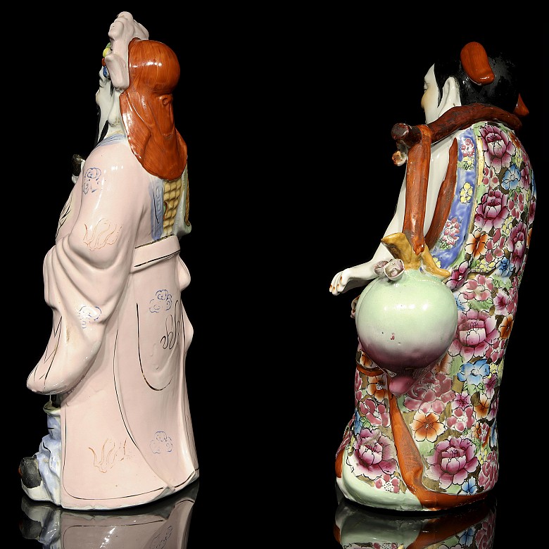 Pair of porcelain sages, China, 20th century