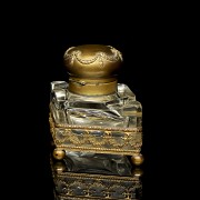 Glass and bronze rhomboid writing desk, Napoleon II style, 19th century