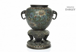 Enamelled bronze cloisonné vase, 20th century