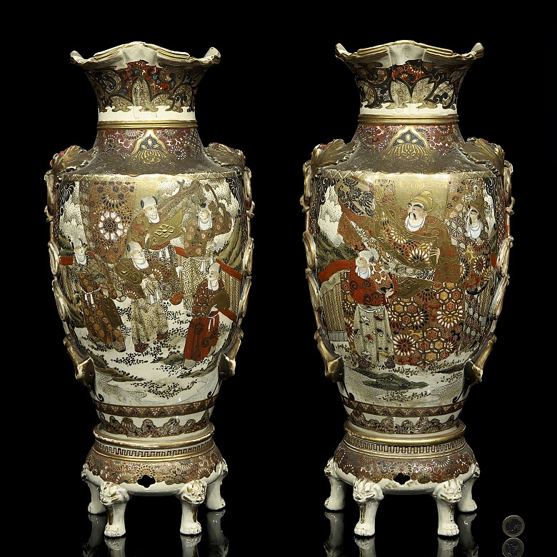 Pair of Satsuma vases, Japan, early 20th century