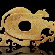 Carved jade 'dragon and phoenix' plaque, Eastern Han Dynasty