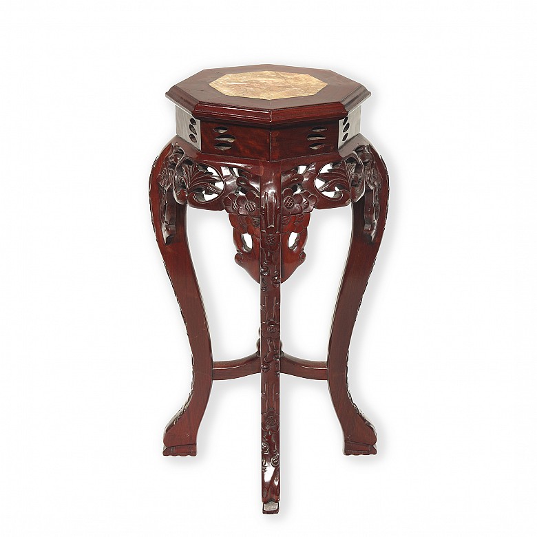 Carved wooden octagonal stand, 20th century - 3