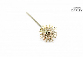 Brass needle with Matara or zircon diamonds.