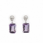 18k white gold and diamond amethyst earrings