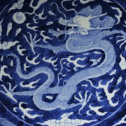 Blue-and-white porcelain ‘Dragons’ plate, Qing dynasty with Daoguang seal