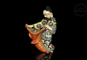 Chinese porcelain scrivener “Man with crocodile” 20th century