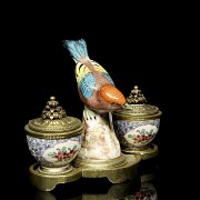 Mennecy Porcelain double writing desk “Bird on branch” 18th-19th centuries