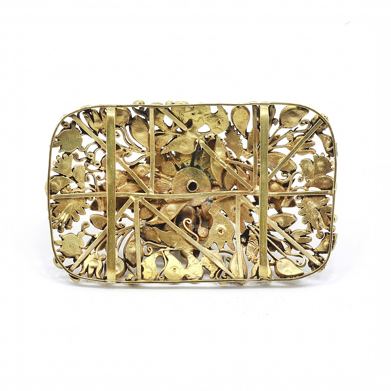 Brass buckle with matara diamonds (zircon), Indonesia