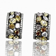 Earrings in 18k black gold and fancy diamonds