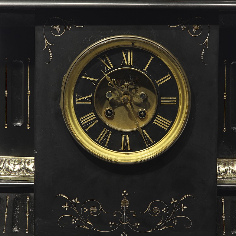 Large marble clock, Napoleon III style, 20th century