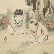 Chinese painting ‘Children playing’, signed Wu Guangyu