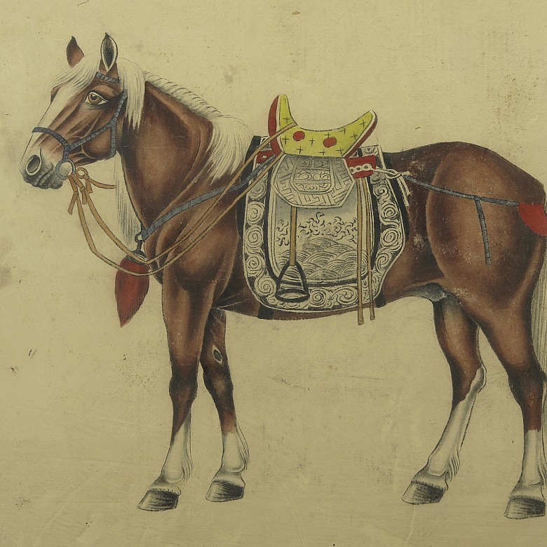 Chinese painting ‘Horse and writing’, 20th century